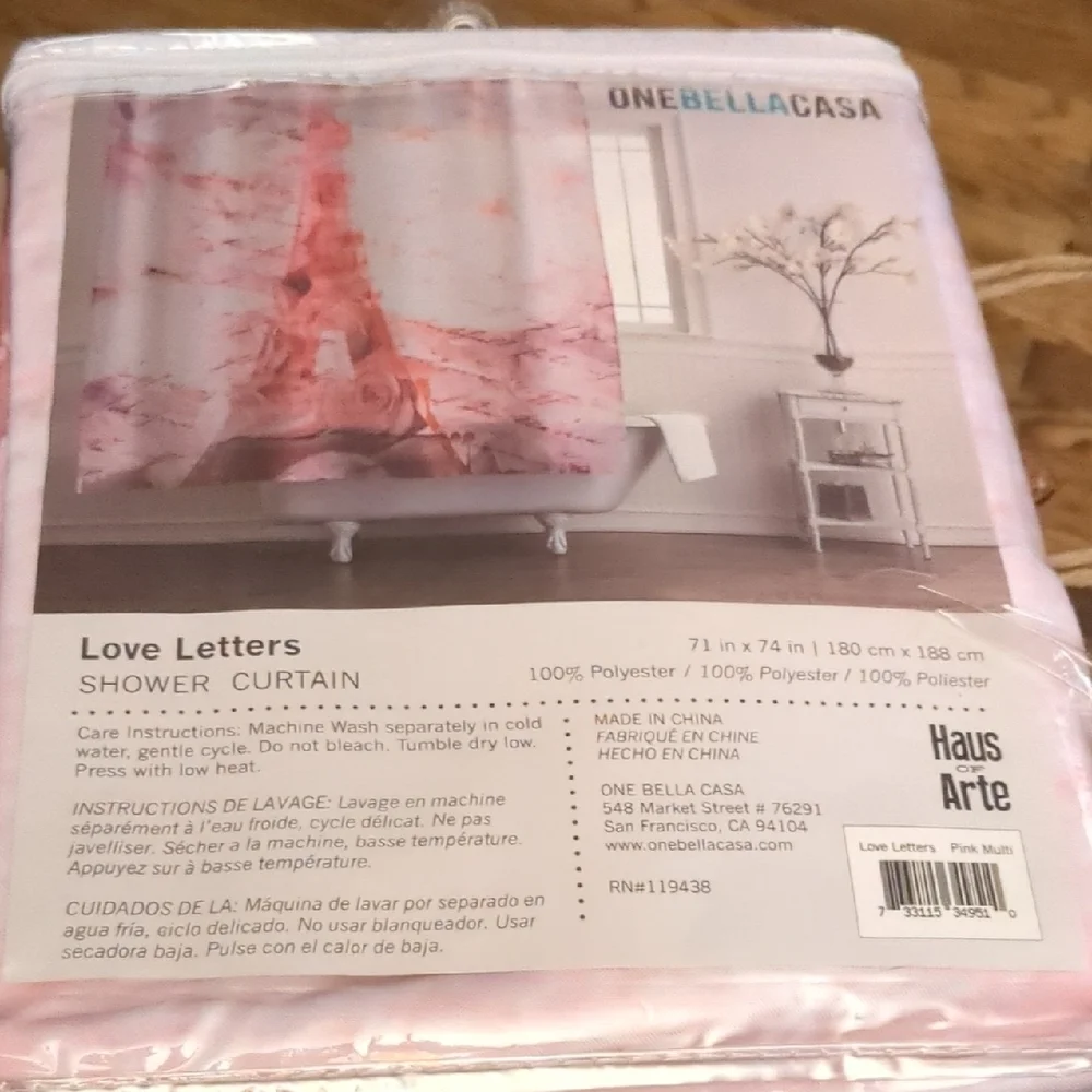 OneBellaCasa 'Love Letters' Shower Curtain